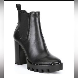 Antonio Melani Paiva Leather Chunky Lug Sole Chelsea Booties